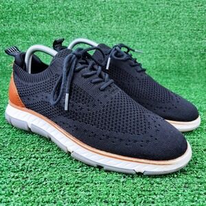 George Oxford Shoes Mens 7.5 Black Knit Wingtip Memory Foam MNGE24AM458 Sneaker